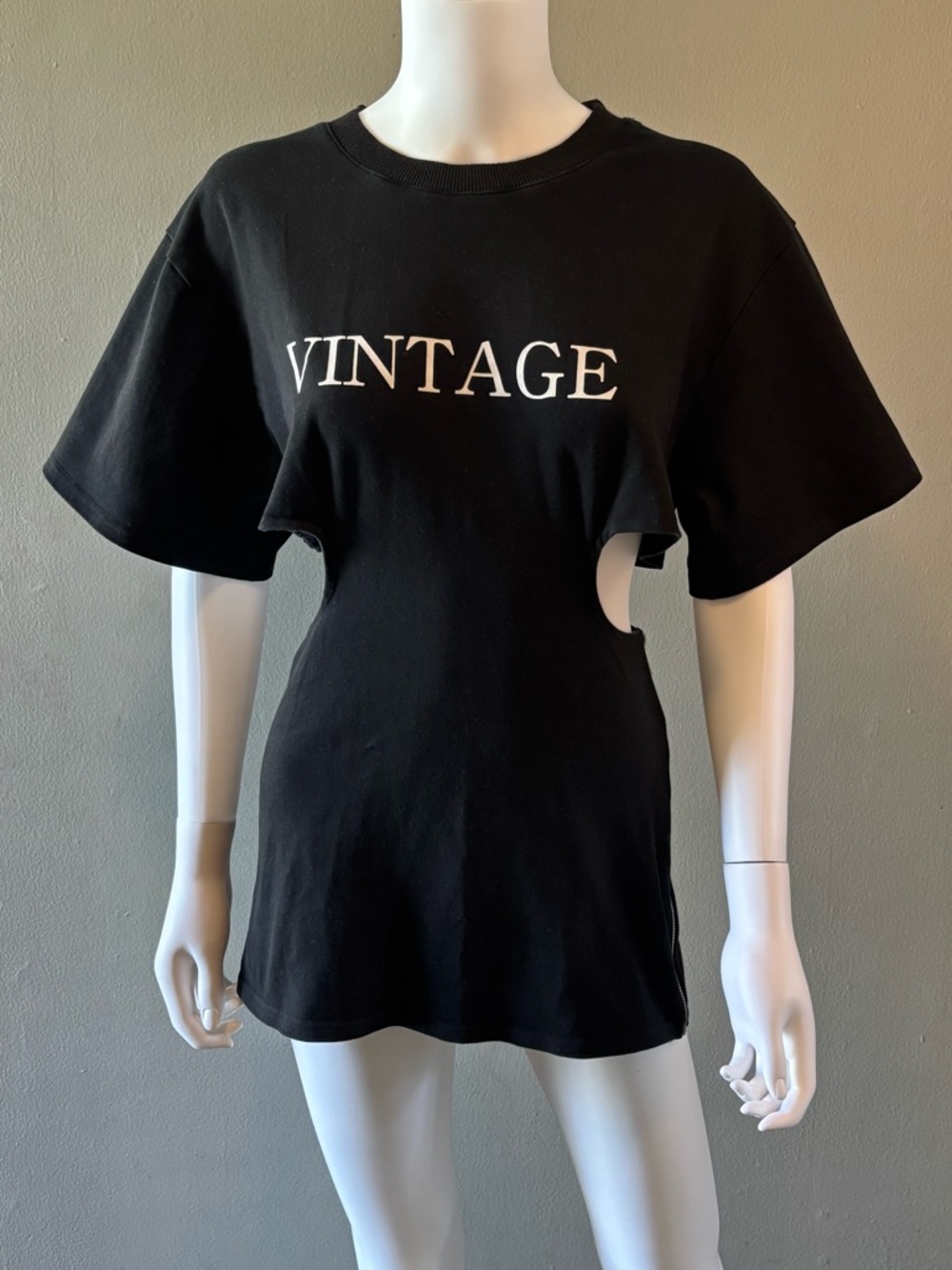 VINTAGE Black Shirt Dress with Cut out Sides